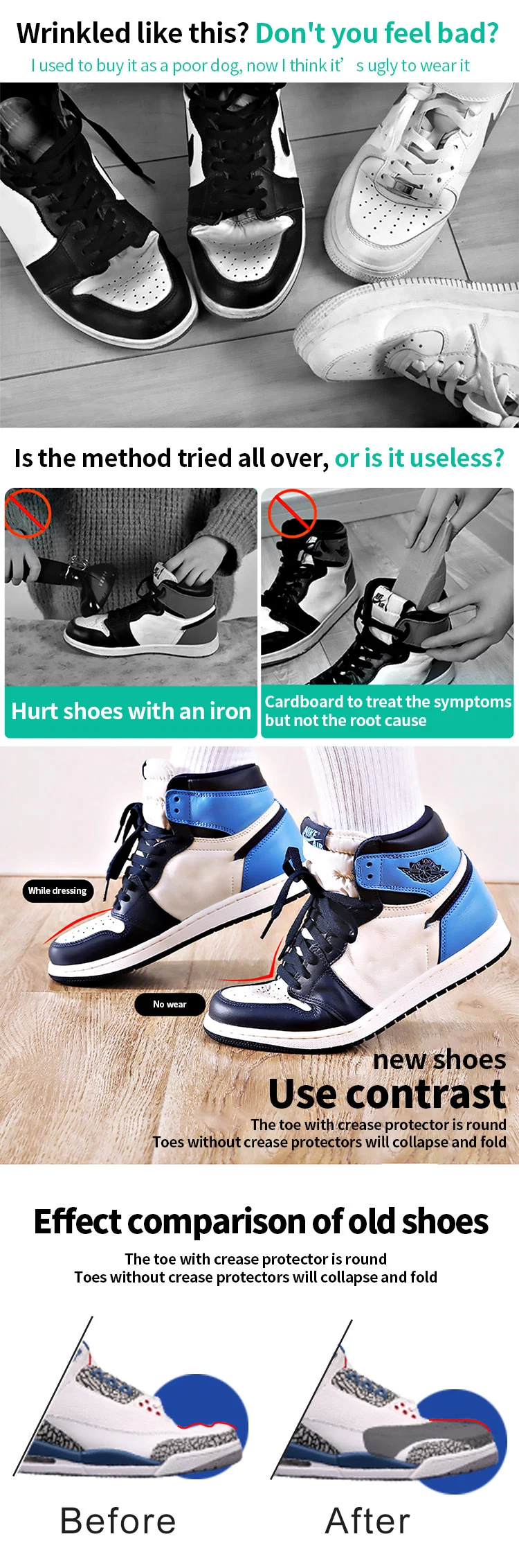 Hot Sale Sneaker Shape Protector Against Shoe Creases Toe Box Crease Preventer Shoe Tree